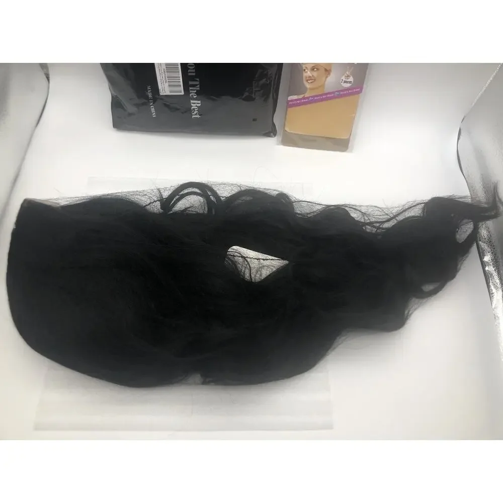 AISI Queens Black Long Wavy 24 Inch Wig with Middle Part Synthetic w/Wig Cap
